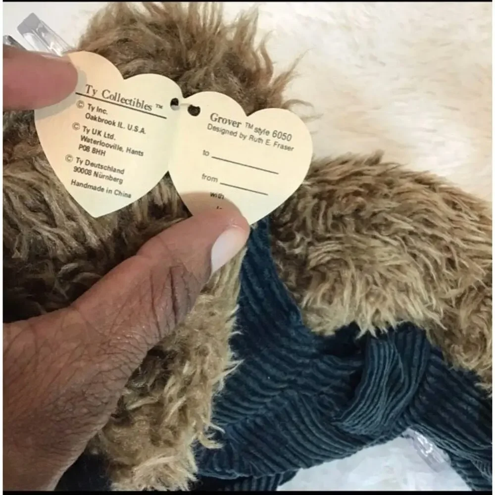 Ty Attic Treasures Grover Bear,1993 version scruffy brown fur blue  overalls